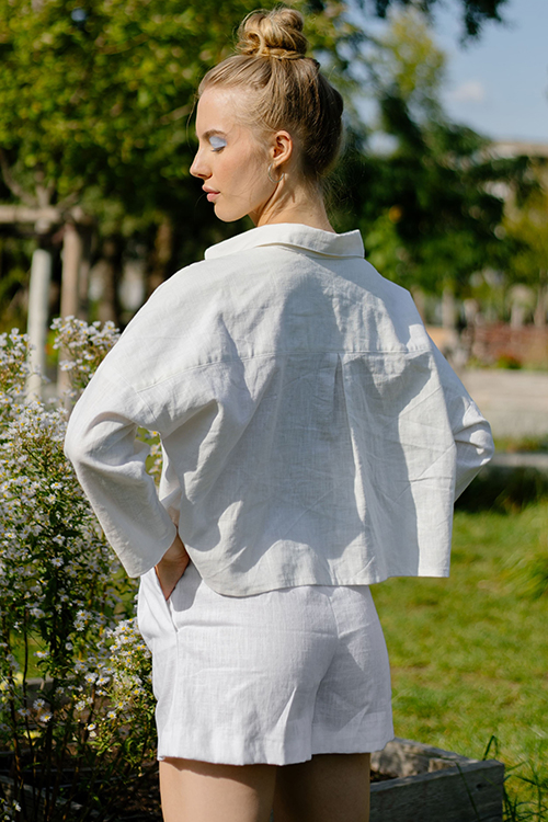 Pattern linen blouse