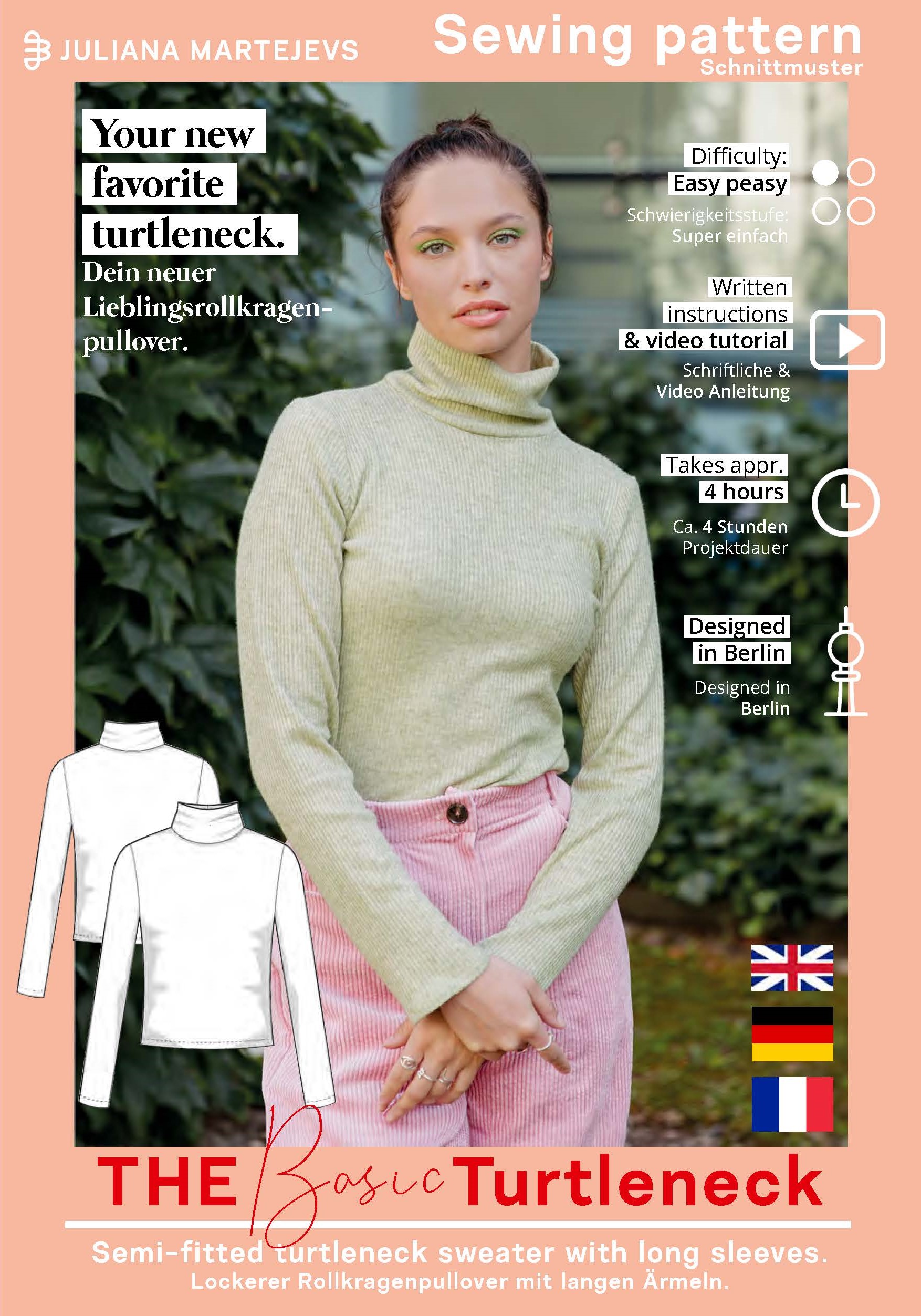 Longsleeve turtleneck top pattern